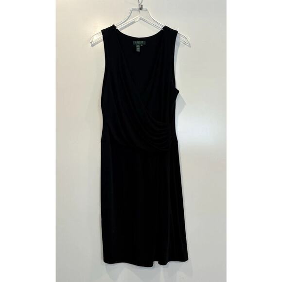 Lauren Ralph Lauren Black Surplice Sleeveless Jersey Womens Dress Size 12 (1851) - Picture 1 of 5